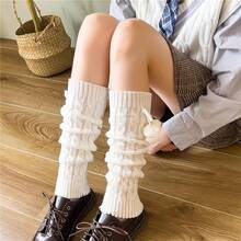 Kawaii Leg Warmers For Women, Japanese Lolita Y2K Socks, Harajuku Knit Stockings Accessory - 毛球2 - 查看 11