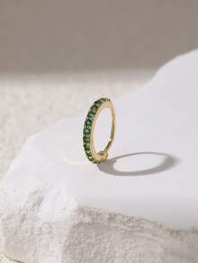 1 件时尚嘻哈风格微镶嵌水钻鼻环饰品，适合女士 - 金綠 - 查看 2