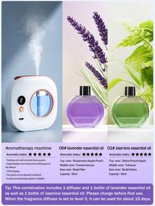1 pieza Difusor de aromaterapia eléctrico portátil de 50ml - Recargable por USB, 5 modos de temporizador y 6 fragancias (Lavanda), Diseño de montaje en pared/escritorio Ambientador para el hogar/coche - Blanco - Ver 15