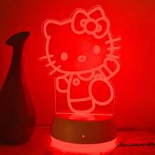 Sanrio 1pc Hello Kitty Acrylic Night Light - 7-Color Changing LED Desk Lamp With USB Power, Touch Control, Suitable For Bedroom, Party, Christmas, Valentine's Day, Birthday Gift, Festival Night Light, Cute Design, Suitable For Hello Kitty Decor