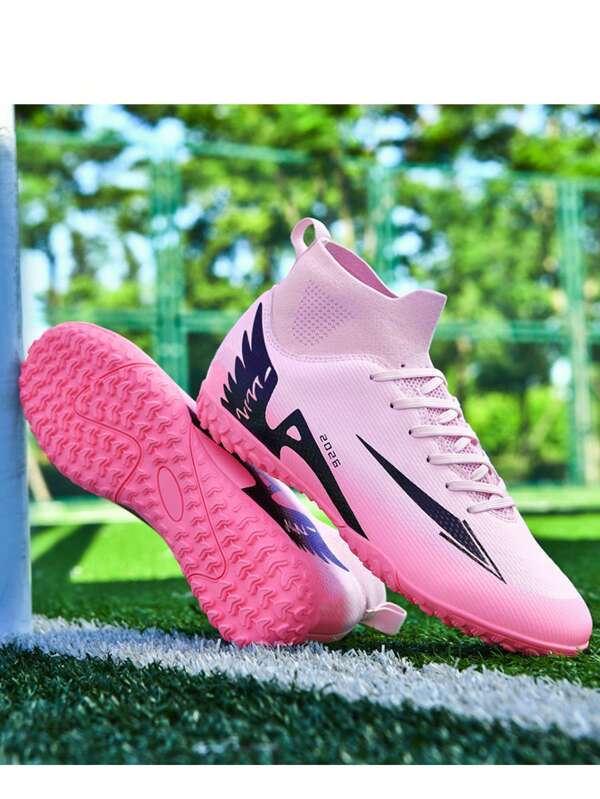 New Men's Professional Football Boots, Anti-Slip AG Studs, High-Top Football Shoes For Adults, Breathable, Outdoor Lawn TF Studs, Lightweight Match Training Shoes, Leather Upper, Classic Black Sports Football Shoes