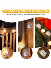 10/20 piezas Ganchos de luz para cuerdas de exterior con tiras Adhesive - Impermeables, resistentes a los rayos UVtant, sin daños, instalación sin herramientas, adecuados para fiestas, patio, jardín, decoración de balcón, soportes para escobas para decoraciones colgantes