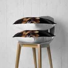 MEMNUN 1 Stück/2 Stück 45*45cm/50*50cm Schwarz & Gold Blumen- und Blattmuster Kissenbezug, Polyester Dekorativer Kissenbezug für Zuhause, Sofa, Schlafzimmer, Auto, geeignet für täglichen Gebrauch oder hochwertige minimalistische Dekoration [einseitig Muster, ohne Kissenfüllung]