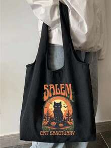 女士时尚手提包、单肩包、便携式购物袋、万圣节礼物、读书周、简易旅行收纳袋、多功能购物袋，适合日常、通勤、旅行、野餐、露营、户外、探险或购物、送女友、送家人、返校季