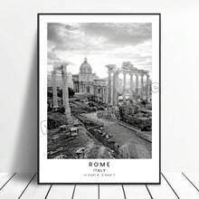 1 minimalistisches Schwarz-Weiß Reiseposter mit Sehenswürdigkeiten aus Paris, London und Rom, Wandbild-Muster, Wohndekoration Geschenk, rahmenlos auf reiner Leinwand - Verschiedenfarbig - Übersicht 49