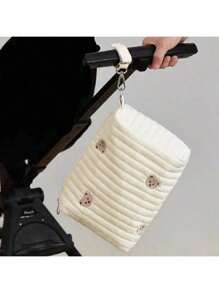 1 pezzo Borsa fasciatoio portatile, borsa da mamma con ricamo a motivo orsetto, borsa per il parto in ospedale, borsa fasciatoio impermeabile/asciutta per l'uso quotidiano, borsa compatta e alla moda per gli essenziali del bambino, organizer per passeggino