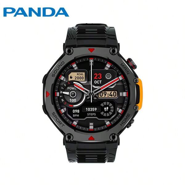 PANDA Reloj inteligente deportivo M-Rex4 para hombres y mujeres con pantalla táctil HD de 1.45", llamadas Bluetooth, SOS, modos deportivos múltiples, resistente al agua 5ATM, compatible con Android e iOS, equipado con batería de 530mAh para uso escolar y eventos deportivos