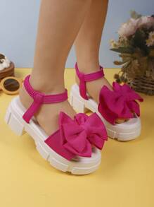 Summer New Girls Fashion Flat Sandals, Bow Decor Sweet & Cute Thick Sole Suitable For Outdoor Play And Holiday