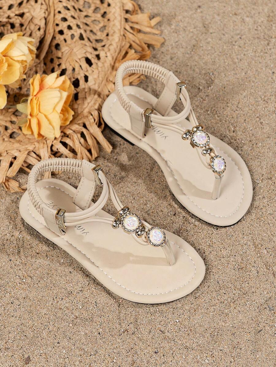 2025 New Bohemian Style Children's Sandals, Bright Leather Sandals In Yellow And Pink, Fashion Design, Beach Sandals, Suitable For High School And College Students - White - View 1