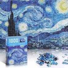 1000 piezas Rompecabezas de la Noche Estrellada - 1000 Piezas Mini Puzzles de Van Gogh para Adultos, Obra de Arte, Juego Familiar (Incluye Piezas de Rompecabezas y Papel de Dibujo) - El Mejor Regalo para Adultos (Obra de Arte y Juego Familiar)