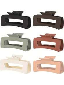 4 Pcs Large Square Retro Minimalist Hair Claw, Suitable For Women With Thick Hair, Clips For Styling, Bathing, Outdoor, Versatile Accessory Hair Jaw Clip Hair Clamps Hair Clutch Hair Catcher Clip Fall Winter Hair Clip Claw Clip Hair Accessories For Women For Vacation Outfits Woman - Multicolor - View 11