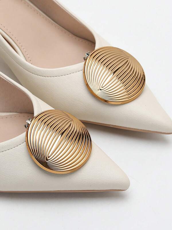 2pcs Metal High Heel Shoe Buckle Shoe Flower Shoe Decor, Geometric Pattern, Casual Chic, Elegant, Nightclub, Zinc Alloy Pure Metal Pleated Grooved High Heel Shoe Flower Sandal Shoe Flower, Suitable For Holiday, Wedding, Party, Office, Spring, Summer, Autumn, Winter