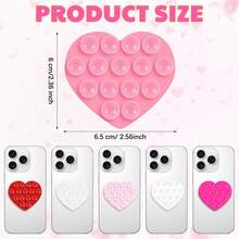 1pc Heart-Shaped Silicone Phone Grip, 19 Pcs Silicone Phone Stick-On Handle, Double-Sided Heart-Shaped Anti-Slip Accessory For Phone Case, Multi-Color Options - Multicolor - View 3
