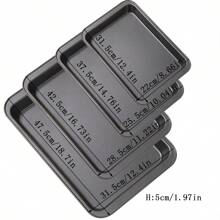 1 pieza Bandeja de hornear de tamaño grande, molde para hornear pan francés tipo baguette, hoja de acero al carbono rectangular para horno profundo, disponible en tamaños grande y mediano, adecuado para asar al aire libre, hornear pasteles, pan, pizza, etc.