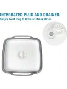 9L Collapsible Dish Basin With Drain Plug And Carry Handles, Large Capacity Washing Tub For RV Sink, Vegetable, Fruit & Food Strainer, Gray - Xám - Xem 4