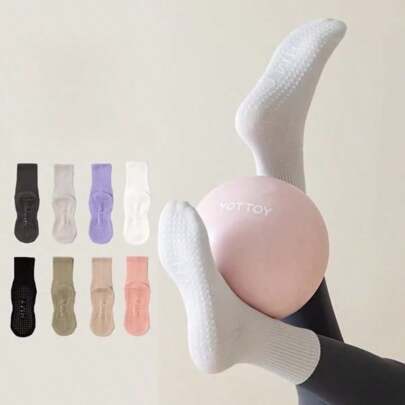 Calcetines de yoga para mujer con agarre antideslizante de silicona, adecuados para pilates, deportes en interiores, pista de baile