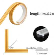 39.37 英寸柔性 PVC 墙面装饰边框，自粘式剥离粘贴，适用于 DIY 家居装饰，易于安装自粘面板