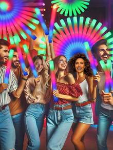 10/20/30/40/50PCS LED Light Sticks For Parties, Weddings, Birthdays, Christmas And Halloween, Battery Operated, Perfect For Creating A Vibrant Party Atmosphere, Celebration Essentials | Light-Up Accessories | Functional Lighting - Multicolor - View 3