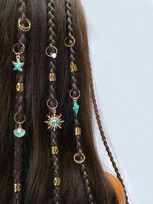 45pcs Baroque Ocean Element Hair Accessories, Suitable For Summer Dance, Party And Music Festival Occasions - Gold - View 1