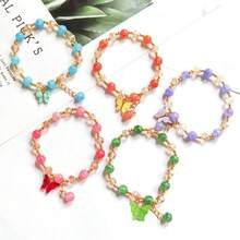 3pcs Random Mixed Color Fashionable Bohemian Style Crackle Glass Butterfly Bracelets, Suitable For Daily Wear, Best Gift For Women