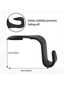2/4pcs Multi-Function Car Seat Back Storage Hooks - Black - View 6