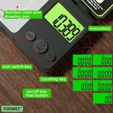 FODWET 4pcs High Precision 0.001g Pocket Scale, Gold Scale, Grain Scale, Electronic Mechanical Scale, One Piece Peeling, Built-In Weight Calibration Function, Science And Education Industrial Scale, 7 Unit Conversion, Counting Function (Without Battery)