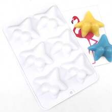 6 Cavity Cartoon Pang Da Xing Pudding Cake Silicone Mold – Reusable DIY Jelly, Ice Cream, Mousse Cake, Rice Cake Baking Tool For Kitchen - White - View 5