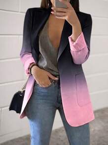 HOMEYEE Vintage Floral Print Blazer Jacket, Elegant Casual Business Resort Wear For Plus Size