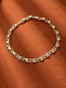 4Pcs/Set Charm Classic Gold-Plated Diamond Necklace For Women Earrings Bracelet Ring Jewelry Set Gift - 金色 - 查看 3