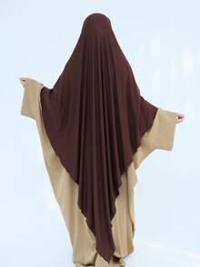 1 pieza Hiyab de jersey de unicolor oversize, conveniente para uso diario con abaya khimar, adecuado para todas las estaciones para vestir - Multicolor - Ver 16