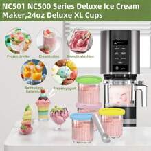 4 paquetes de contenedores de 24 onzas compatibles con las series NC299AMZ y NC300s de máquinas de helados Creami, tazas de repuesto extra para los recipientes Creamy, herméticos, antideslizantes y aptos para lavavajillas (tazas reutilizables para helados)