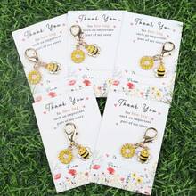 10pcs "Thank You For Being Such An Important Part Of My Story" Encouragement Card With Bee And Daisy Flower Keychain Set, Perfect Inspirational Gift For Family, Teachers, And Team Members - Multicolor - View 14