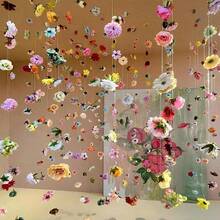 Hanging Flower Curtain, Creative Photo Prop, Artificial Flowers, Indoor/Outdoor Decor, Romantic Wedding Backdrop - Multicolor - View 1