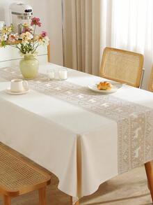 1pc Beige & Coffee Reindeer Pattern Table Cover, Minimalist Nordic Style Table Cloth, Square Tabletop Protective Dust Cover, Suitable For Kitchen, Wedding, Coffee Table, Ideal For Summer & Autumn Events, Table Decor Table Cloth Rectangle - New Year Essentials - For Christmas Gift - Coffee Brown - View 7