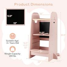 Multi-Purpose Kids Kitchen Tower Children Standing Tower Kids Stool Helper - 粉色 - 查看 2