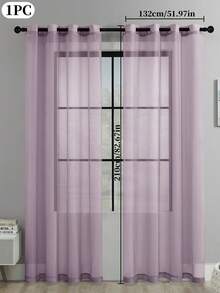 1pc Sheer Solid Color Voile Curtain, Decorative Window Sheer For Bedroom And Living Room - light purple - View 24