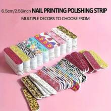 50/30/10/5pcs Nail Files, Double-Sided Printed Nail Files, Fashion Style Nail Care, Foot Care, Emery Board Tools, Sanding Polishing Blocks, Suitable For Beginners And Nail Salons