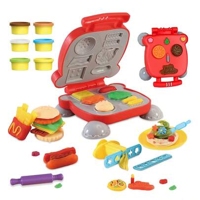1 pieza Juego de juguetes de arcilla, Juego de juguetes de plastilina para niños, Masa de modelado, Increíble set compresor de hamburguesa para hacer comida, Juego de manualidades creativas DIY, Juguetes antiestrés, Juguetes creativos DIY, Decoraciones, Adornos, Juguetes para apretar, Actividades para fiestas, Juguetes de manualidades para mejorar las habilidades artísticas de los niños, Opción de regalo perfecto para vacaciones para niños y niñas