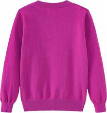 Girls' Cardigans Sweater Cotton Button Solid Long Sleeve Knit Sweaters