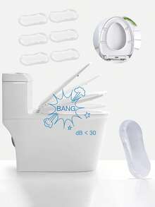 6片装优质静音马桶座垫 - 透明可水洗PU硅胶垫，有效降低噪音，保护家具，宠物友好，搬家新居礼物（4毫米厚粘胶）浴室用品 浴室工具