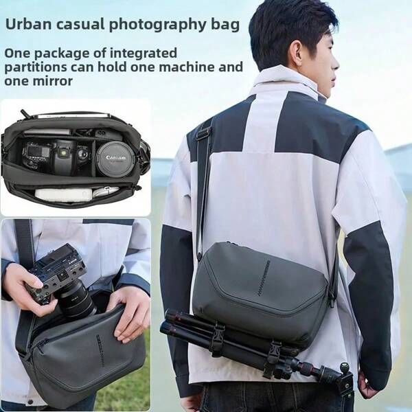 JINNUOLANG Diagonal Camera Bag, 1 Camera 2 Lens Inner Bag, Outdoor Photography Bag, Portable Digital Bag, Waterproof Camera Bag, Multifunctional Camera Bag. Unisex Portable Outdoor Casual Photography Digital Bag, Suitable For Nikon, Canon, Olympus, And Other Mainstream DSLR/Mirrorless Camera Models. 1 Camera 2 Lens Dedicated Storage Space, Meeting Daily Shooting Equipment Needs; Inclusive Of Import Fees, No Additional Costs; Waterproof Design + Zipper Compartment, Protecting Gear From Moisture