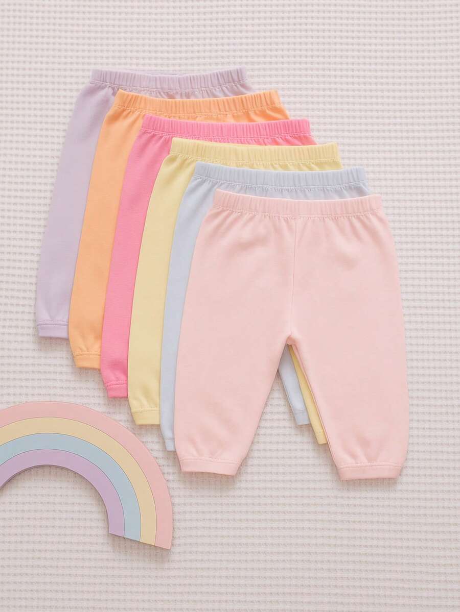 Kit 6 Basic Baby Pants Without Foot, Cotton, Assorted Colors - 女孩們 - 查看 1