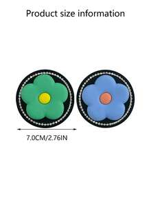 2 件时尚蓝绿花朵水钻汽车杯架杯垫 - 彩色 - 查看 2