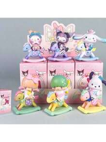 Sanrio 1 set de boîtes mystères, personnages à motifs aléatoires, collection de statuettes Sanrio Black Beauty, personnages 3D unicornes à tonalités claires et sombres, parfait pour la décoration de bureau et les cadeaux, idéal pour les anniversaires et les fêtes, cadeaux licornes