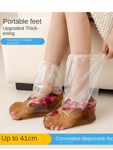 10/50/100对一次性透明足套膜，柔软保湿腿部护理，适合夏季、春季、秋季和冬季，日常美容护理，男女通用 - 彩色 - 查看 7