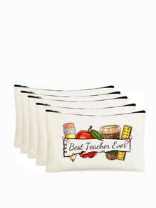 1 PEÇA/5 PEÇAS/10 PEÇAS Organizador de Maquiagem com Tema de Professor de Carta do Arco-Íris, Estilo Y2K Impressão de Letra do Arco-Íris Letra Colorida Design Engraçado Necessaire Portátil para Viagem, Bolsa de Maquiagem, Organizador de Maquiagem, Armazenamento de Maquiagem, Bolsa de Cosméticos, Bolsa de Higiene, Capacidade Grande, para Férias, Praia, Banheiro, Coleção de Quarto