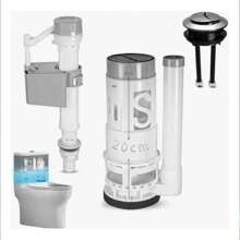 1 juego de herrajes y válvula de descarga para inodoro sistema dual pulsador de 20 cm. Kit completo de reparación de tanque de inodoro con válvula de llenado y aleta de válvula de inodoro - Blanco - Ver 3