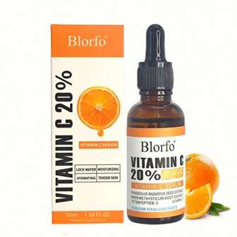 Blorfo Sérum facial à la vitamine C à 20%, avec acide hyaluronique et niacinamide, soin facial hydratant et éclaircissant, convient à tous les types de peau, 30ml