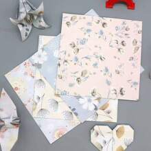 60 张花卉条纹剪贴簿纸，5.91 英寸 * 5.91 英寸双面图案卡纸，手工折叠折纸鹤折纸适用于 DIY 手工艺品、相册、日记装饰、礼品包装剪贴簿用品、学校用品、返校