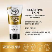 Razorless Shaving Cream, Depilatory Hair Removal Cream, Works In 4 Minutes For Coarse, Curly Hair, 6 Oz